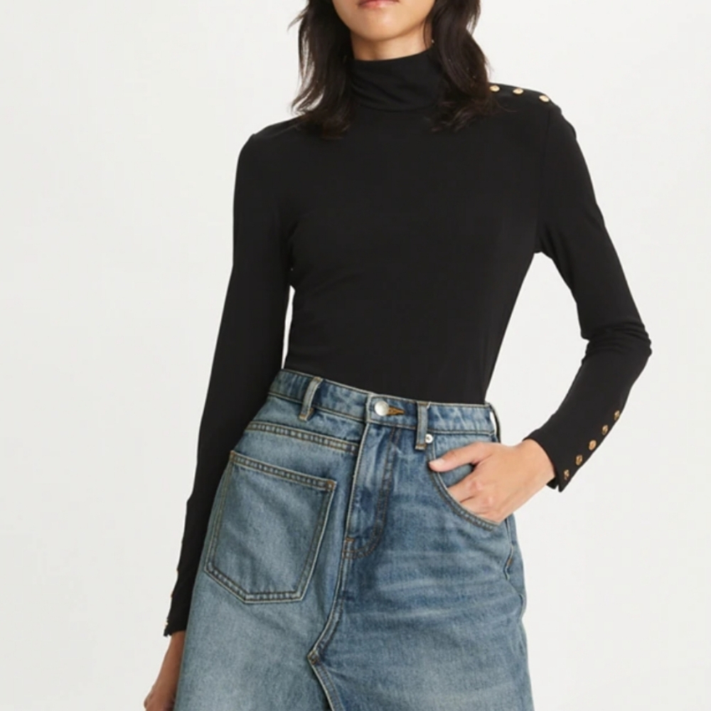 Tory Burch VISCOSE JERSEY TURTLENECK womens 12 $348 chic preppy luxury designer